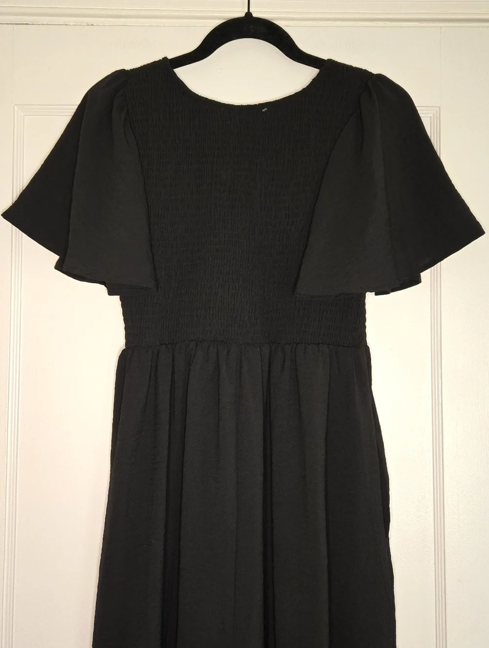 Black Smocked Midi Dress Women's Large Sleeveless Stretch Casual Summer Dress - Picture 7 of 11